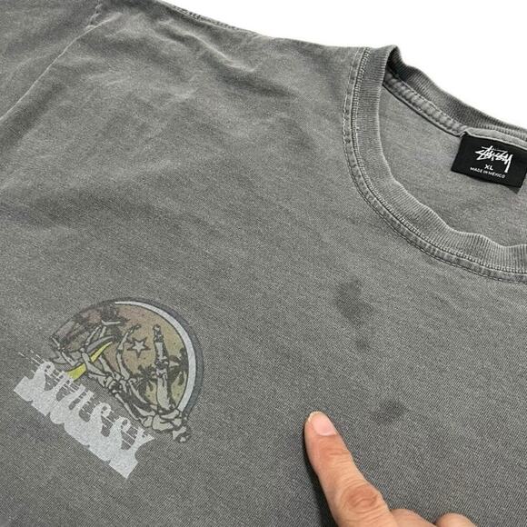 Stussy Skeleton Surfing ‘N Smoking Y2K Tee - Picture 5 of 7